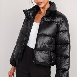 Old Navy Shiny Black Puffer Jacket